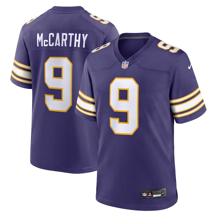 Men Minnesota Vikings #9 J.J. McCarthy Nike Purple 2nd Alternate 2024 NFL Draft First Round Pick Player Game Jersey->women nfl jersey->Women Jersey
